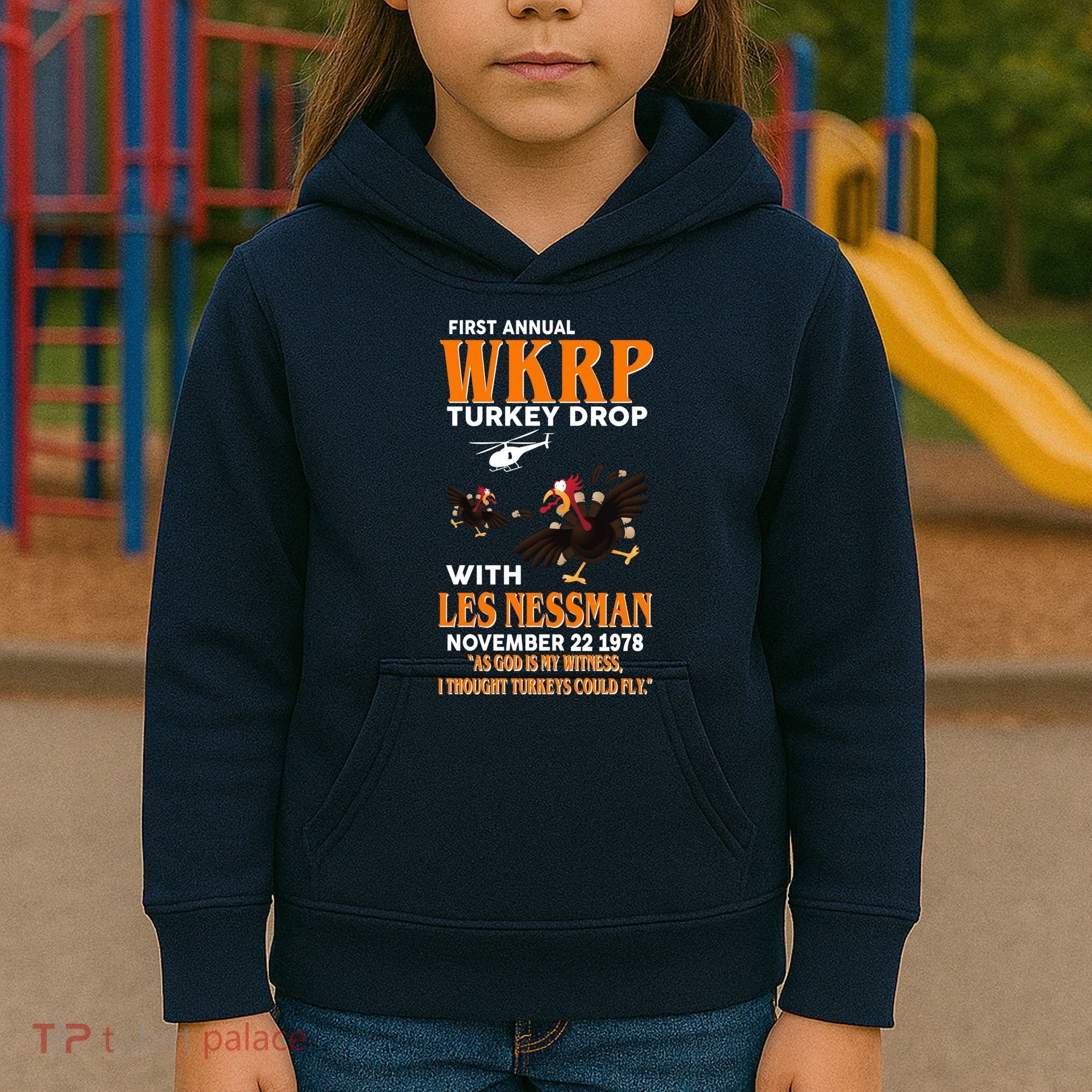 First Annual Turkey Drop Turkey Kids Hoodie