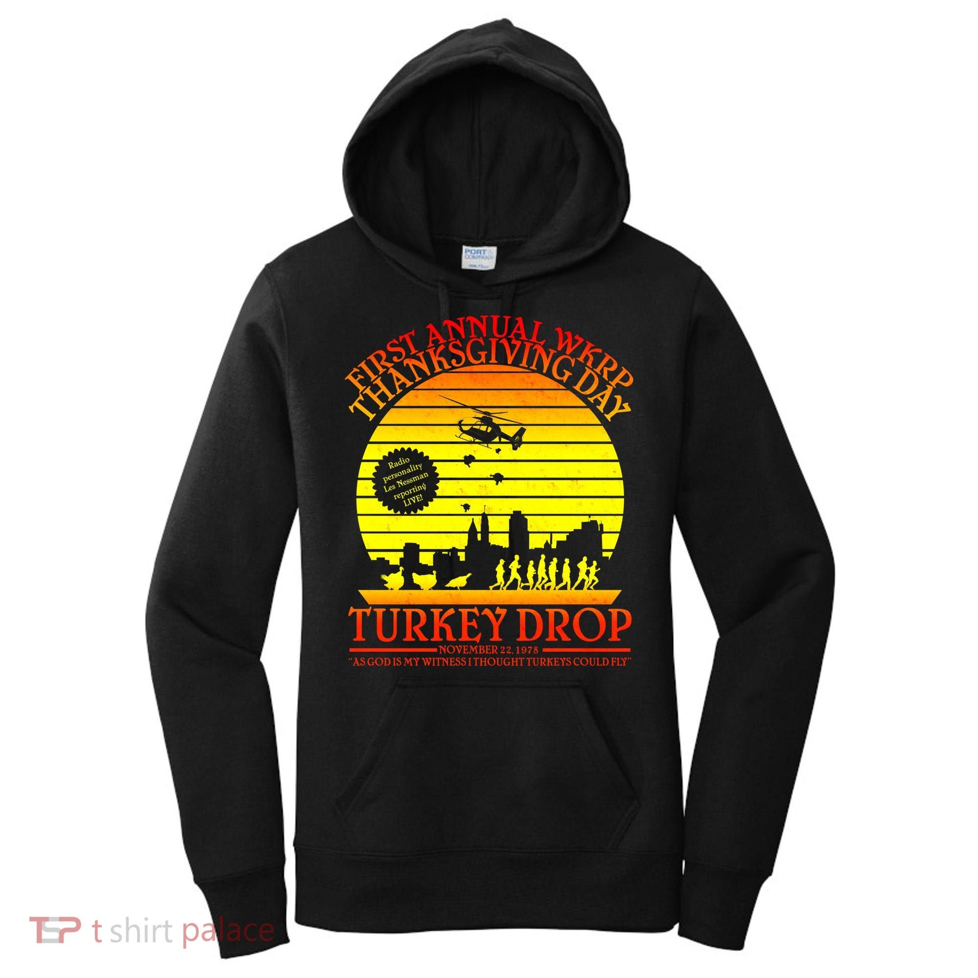First Annual WKRP Thanksgiving Day Turkey Drop Retro Women's Hoodie