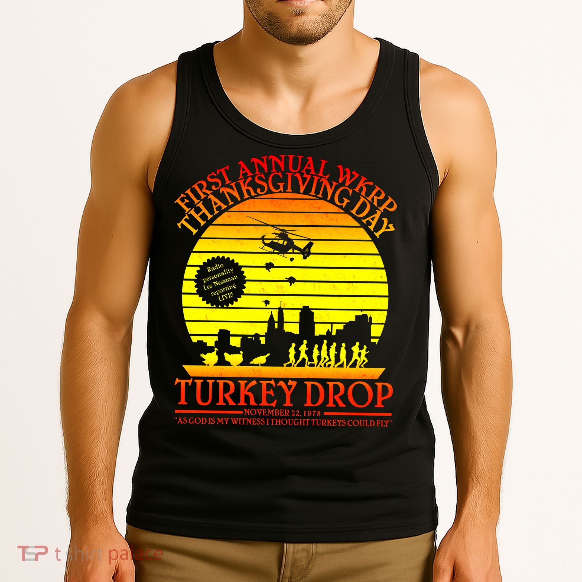 First Annual WKRP Thanksgiving Day Turkey Drop Retro Tank Top