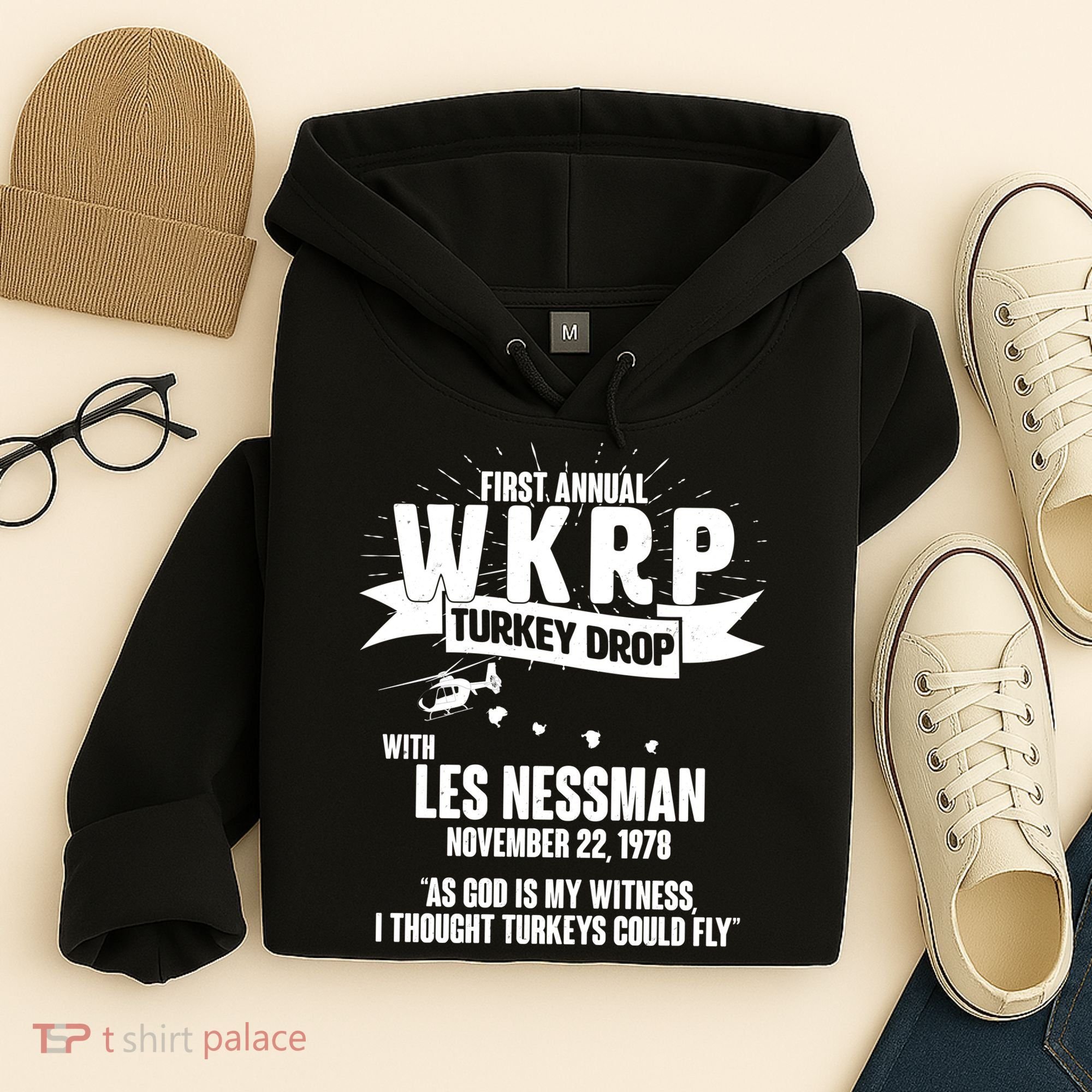 First Annual WKRP Turkey Drop With Les Nessman Hoodie