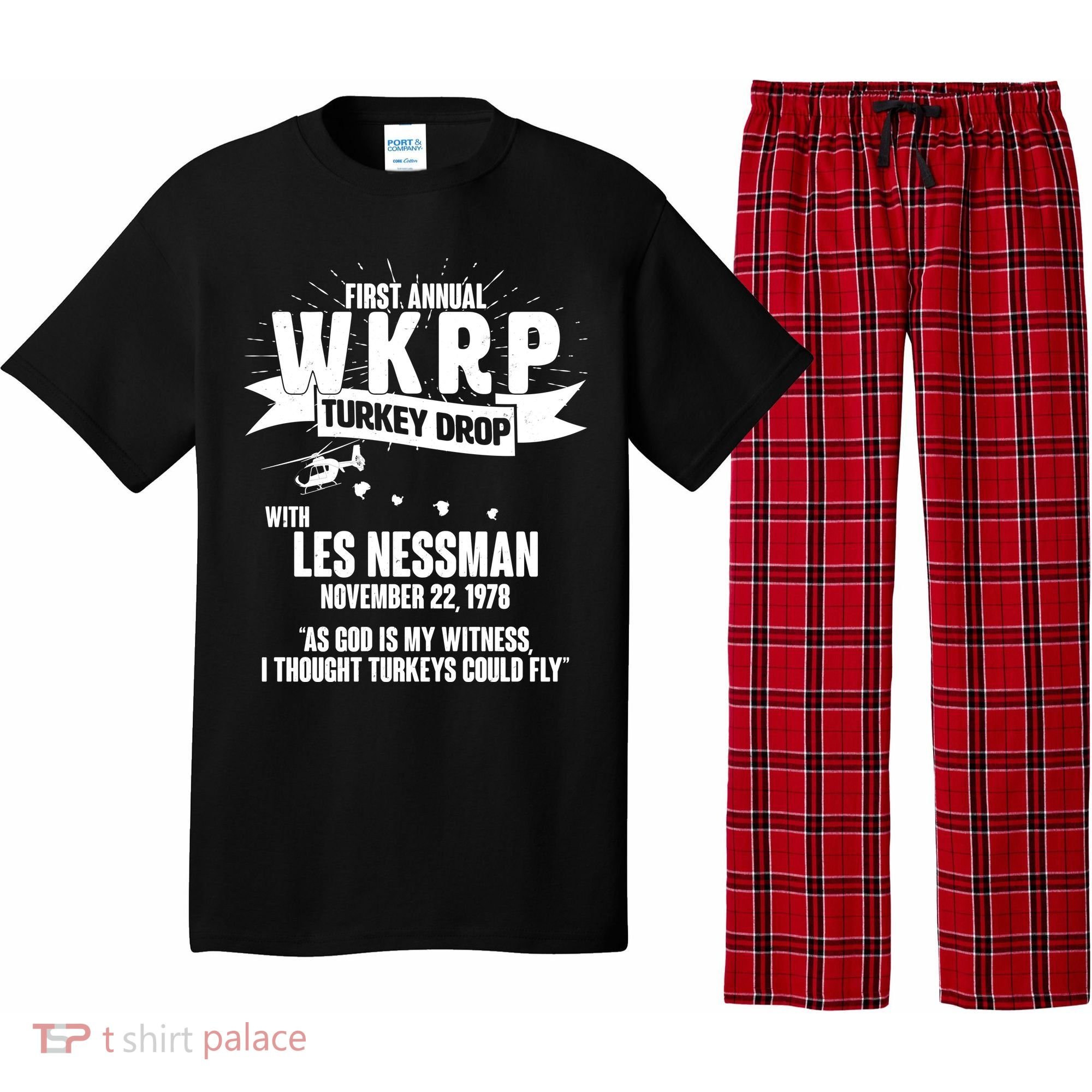 First Annual WKRP Turkey Drop With Les Nessman Pajama Set