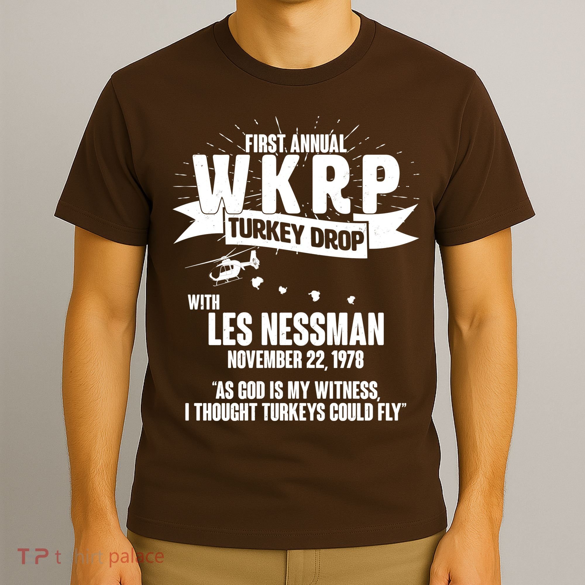 First Annual WKRP Turkey Drop With Les Nessman T-Shirt