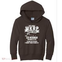 First Annual WKRP Turkey Drop With Les Nessman Kids Hoodie thumb 0
