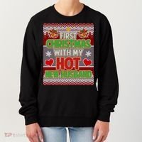 First Christmas With Hot Husband Ugly Sweater Women's Sweatshirt thumb 0