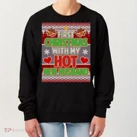 First Christmas With Hot Husband Ugly Sweater Women's Sweatshirt thumb 0