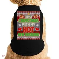 First Christmas With Hot Husband Ugly Sweater Doggie Tank thumb 0