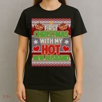 First Christmas With Hot Husband Ugly Sweater T-Shirt thumb 4