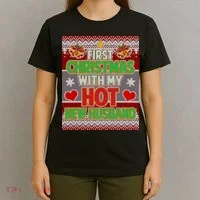 First Christmas With Hot Husband Ugly Sweater T-Shirt thumb 4