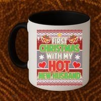 First Christmas With Hot Husband Ugly Sweater Coffee Mug thumb 2