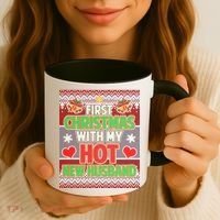 First Christmas With Hot Husband Ugly Sweater Coffee Mug thumb 3