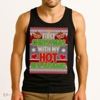 First Christmas With Hot Husband Ugly Sweater Tank Top thumb 3