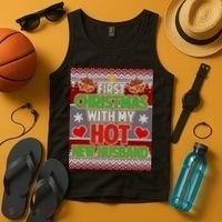 First Christmas With Hot Husband Ugly Sweater Tank Top thumb 4