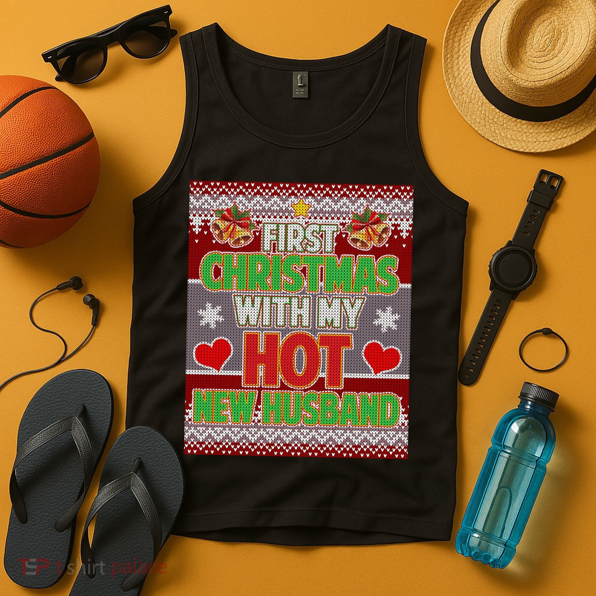 First Christmas With Hot Husband Ugly Sweater Tank Top