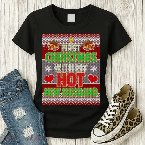 First Christmas With Hot Husband Ugly Sweater Women's T-Shirt