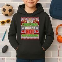 First Christmas With Hot Husband Ugly Sweater Kids Hoodie thumb 2