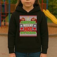 First Christmas With Hot Husband Ugly Sweater Kids Hoodie thumb 3