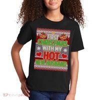 First Christmas With Hot Husband Ugly Sweater Kids T-Shirt thumb 2