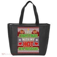 First Christmas With Hot Husband Ugly Sweater Tote Bag thumb 0