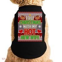 First Christmas With Hot Wife Ugly Sweater Doggie Tank thumb 0