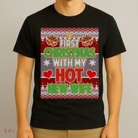 First Christmas With Hot Wife Ugly Sweater T-Shirt thumb 3