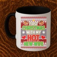 First Christmas With Hot Wife Ugly Sweater Coffee Mug thumb 2