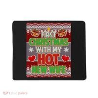 First Christmas With Hot Wife Ugly Sweater Mousepad thumb 0