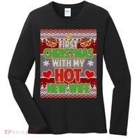 First Christmas With Hot Wife Ugly Sweater Women's Long Sleeve Shirt thumb 0