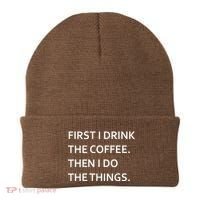 First I Drink Coffee Then I Do Things Funny Beanie thumb 0