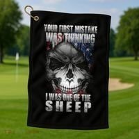 First Mistake Was Thinking I Was One Of the Sheep Golf Towel thumb 1