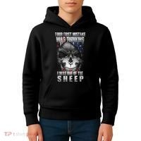 First Mistake Was Thinking I Was One Of the Sheep Kids Hoodie thumb 4