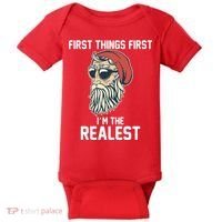 First Things First I'm the Realest Cool Santa Baby Bodysuit thumb 0