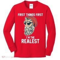 First Things First I'm the Realest Cool Santa Kids Long Sleeve Shirt thumb 0