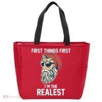 First Things First I'm the Realest Cool Santa Tote Bag thumb 0