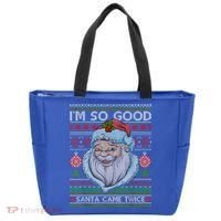 Funny I'm So Good Santa Came Twice Ugly Christmas Sweater Tote Bag thumb 0
