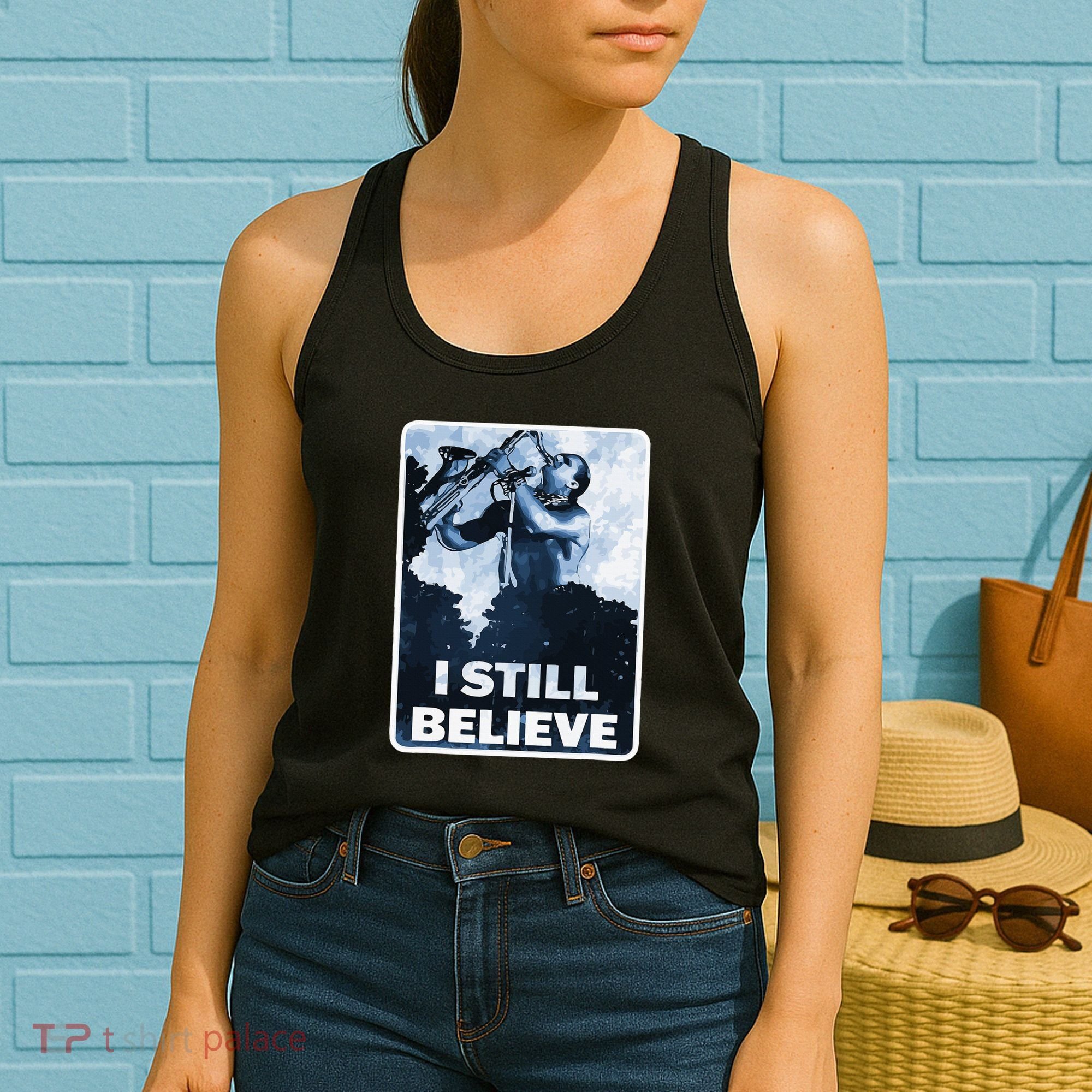 Funny I Still Believe Sax Man Nun Nerd Geek Graphic Women's Tank Top