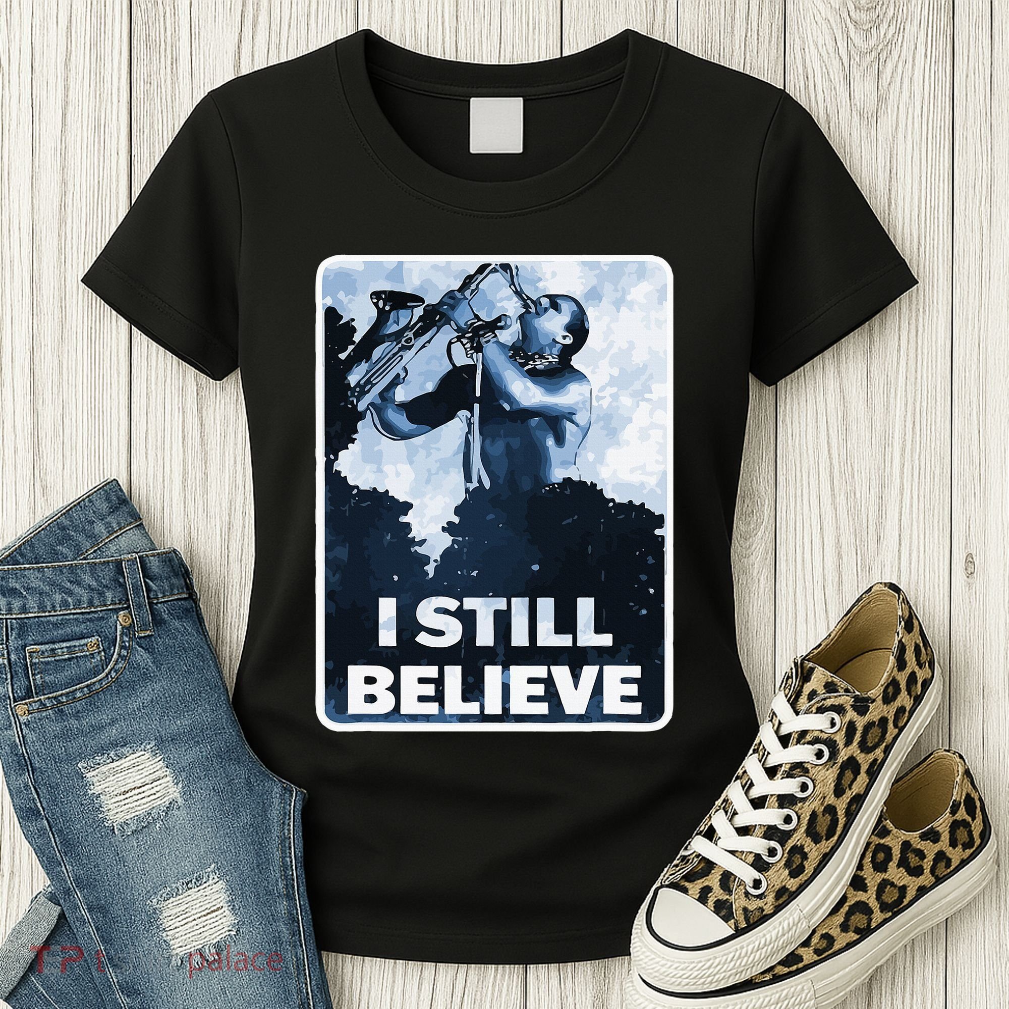 Funny I Still Believe Sax Man Nun Nerd Geek Graphic Women's T-Shirt