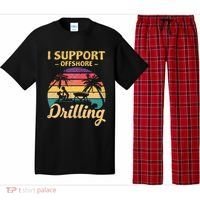 Funny I Support Offshore Drilling Pontoon Boat Pajama Set thumb 0