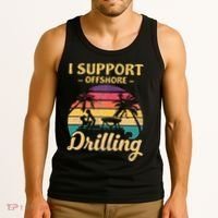 Funny I Support Offshore Drilling Pontoon Boat Tank Top thumb 3