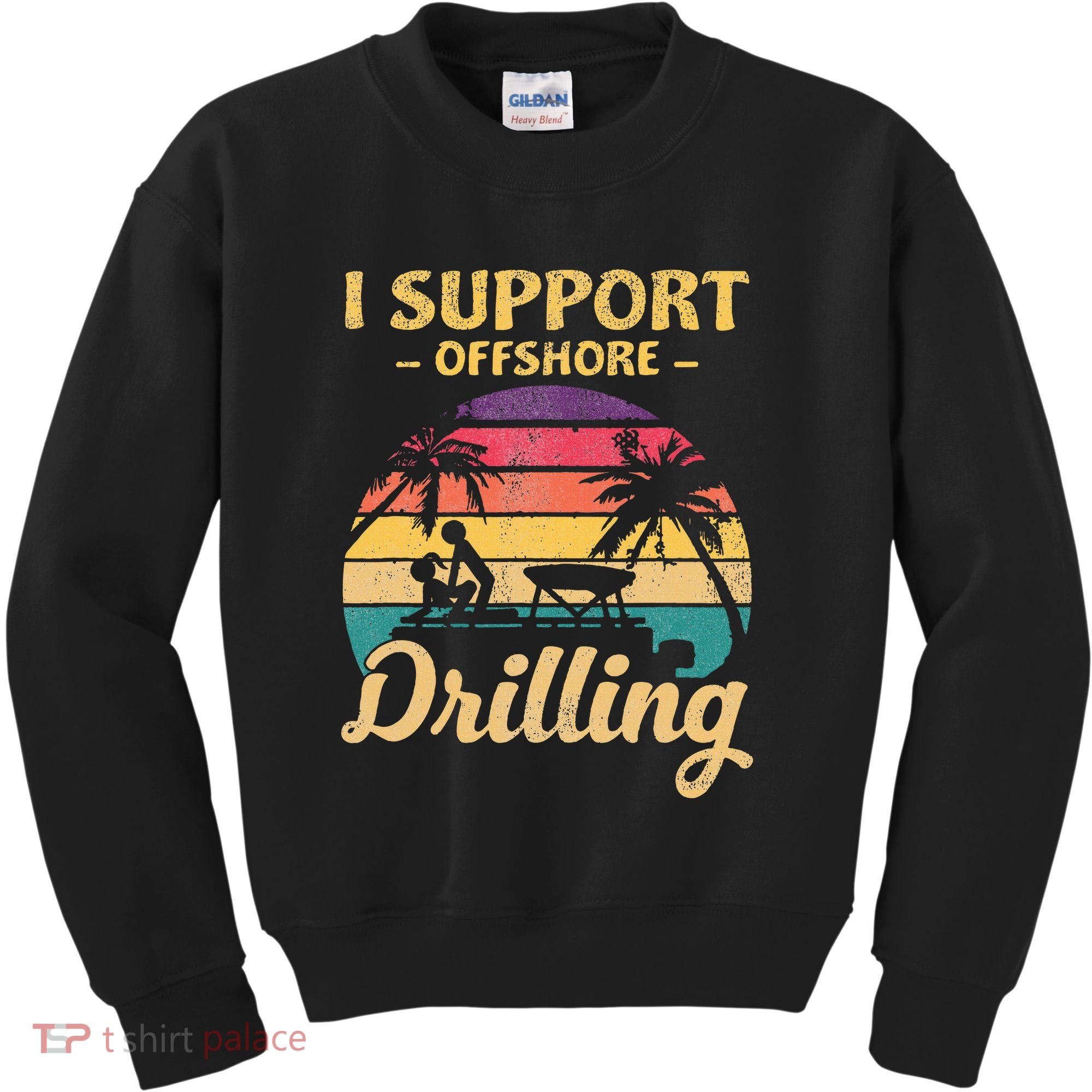 Funny I Support Offshore Drilling Pontoon Boat Kids Sweatshirt