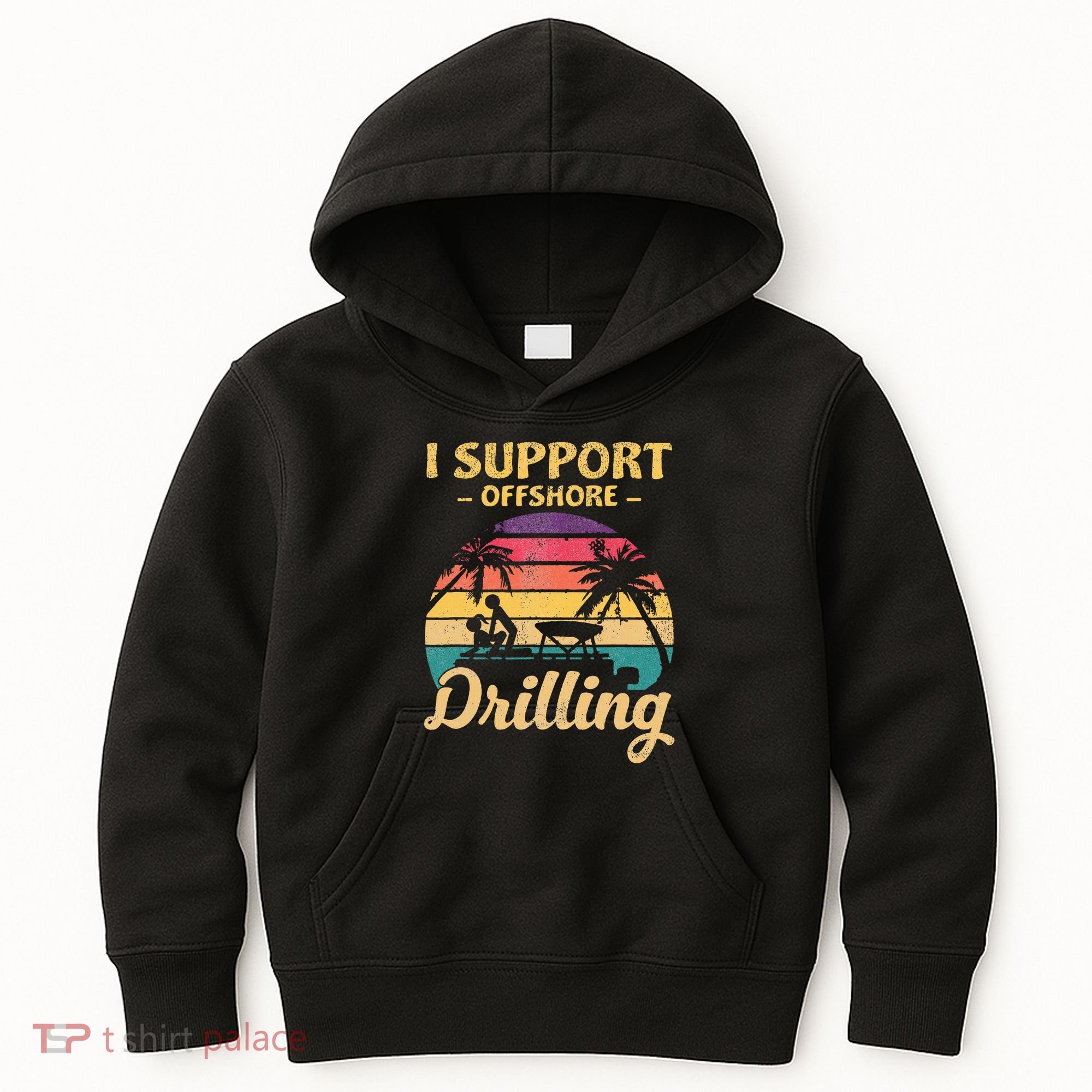 Funny I Support Offshore Drilling Pontoon Boat Kids Hoodie