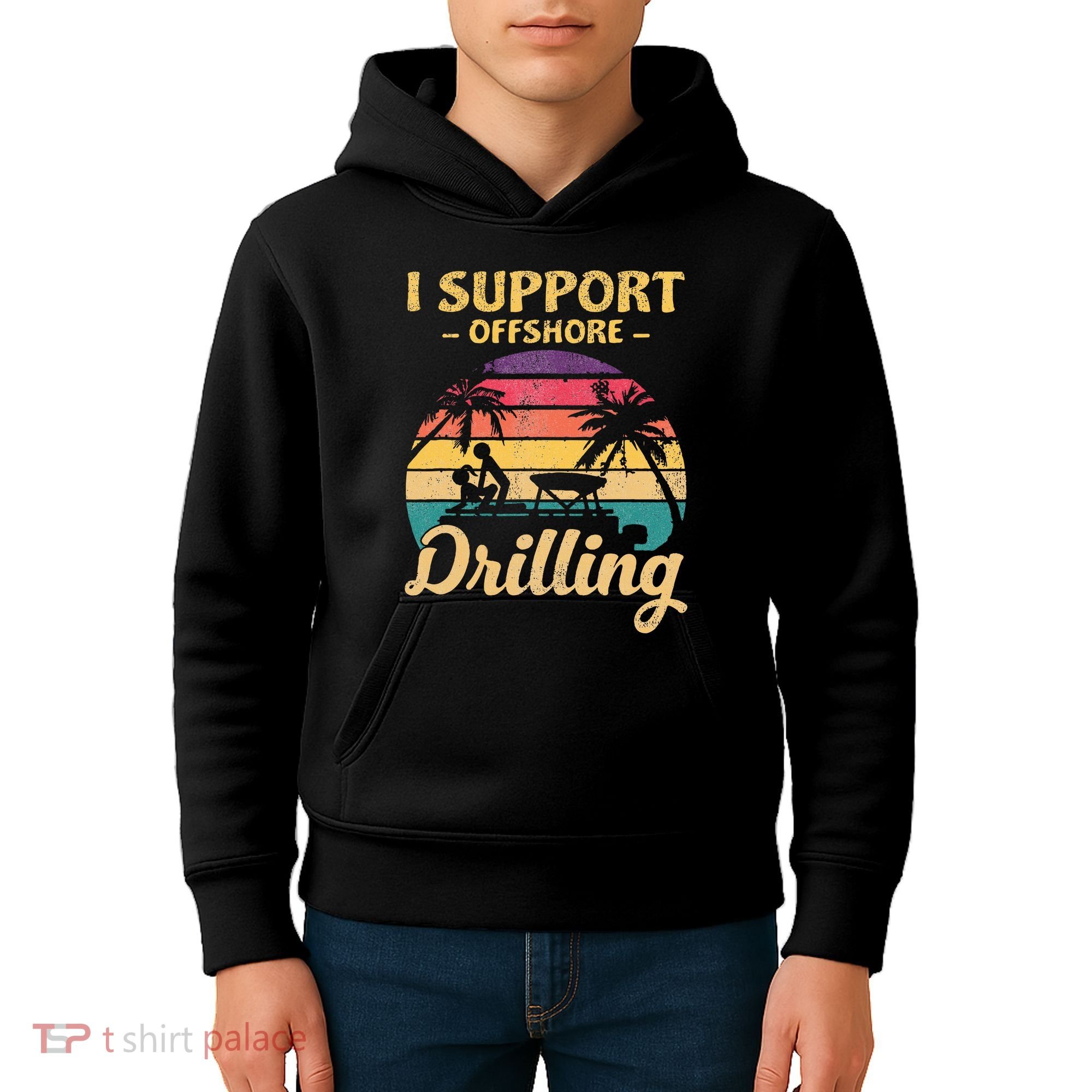 Funny I Support Offshore Drilling Pontoon Boat Kids Hoodie