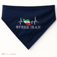 Free Iran Symbol Flag Heartbeat Freedom Love USA-Made Doggie Bandana thumb 0