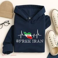 Free Iran Symbol Flag Heartbeat Freedom Love Hoodie thumb 4