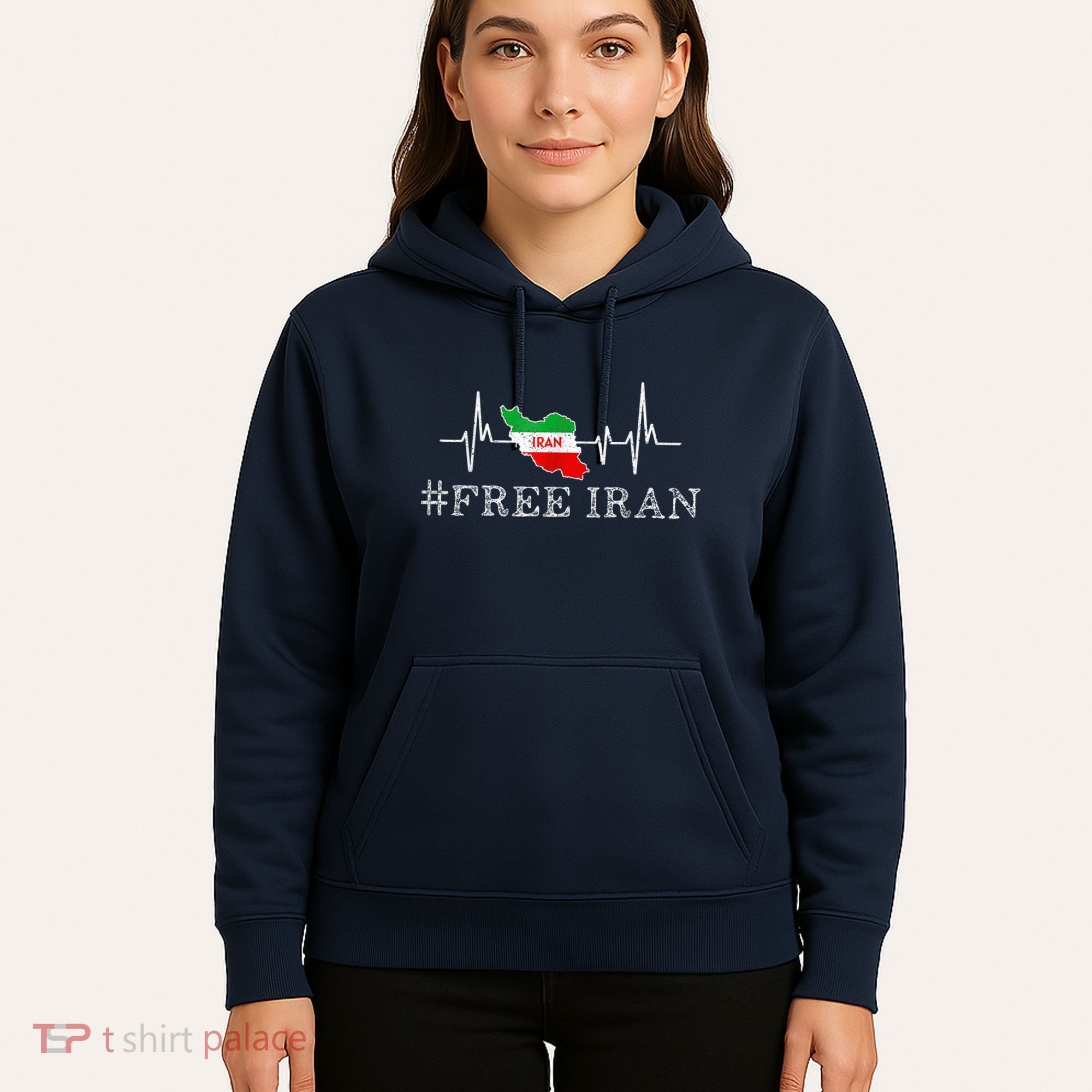 Free Iran Symbol Flag Heartbeat Freedom Love Hoodie
