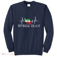 Free Iran Symbol Flag Heartbeat Freedom Love Sweatshirt thumb 0