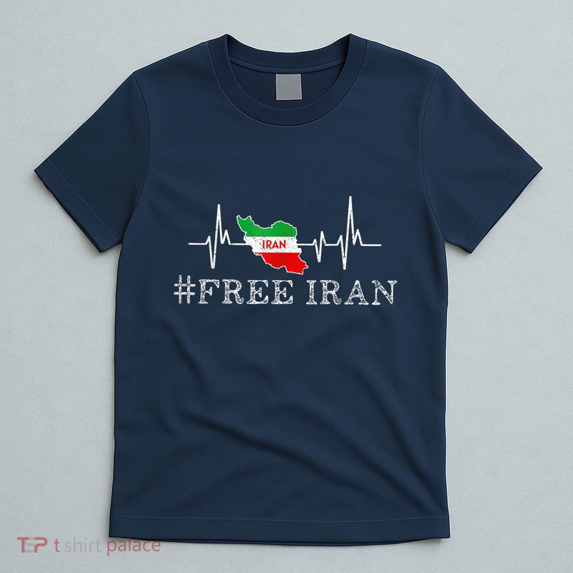 Free Iran Symbol Flag Heartbeat Freedom Love T-Shirt