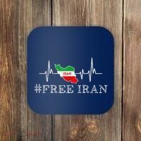 Free Iran Symbol Flag Heartbeat Freedom Love Coaster thumb 0