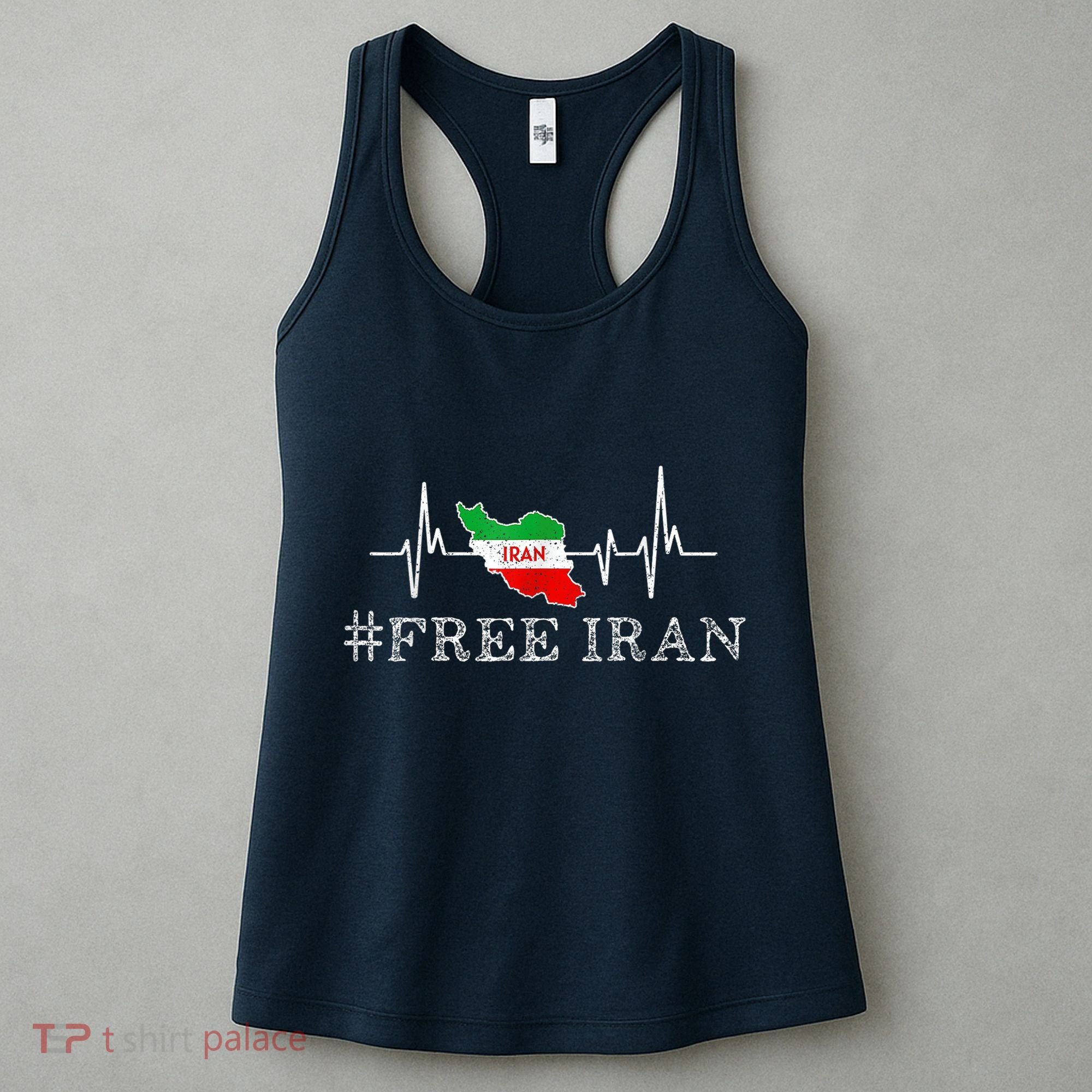 Free Iran Symbol Flag Heartbeat Freedom Love Women's Tank Top