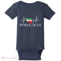 Free Iran Symbol Flag Heartbeat Freedom Love Baby Bodysuit thumb 0