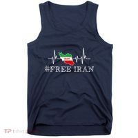 Free Iran Symbol Flag Heartbeat Freedom Love Tank Top thumb 0